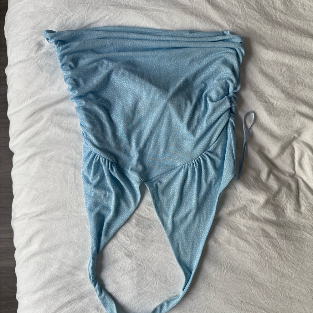 Zara Light Blue Tank Top with Polka Dot Texture